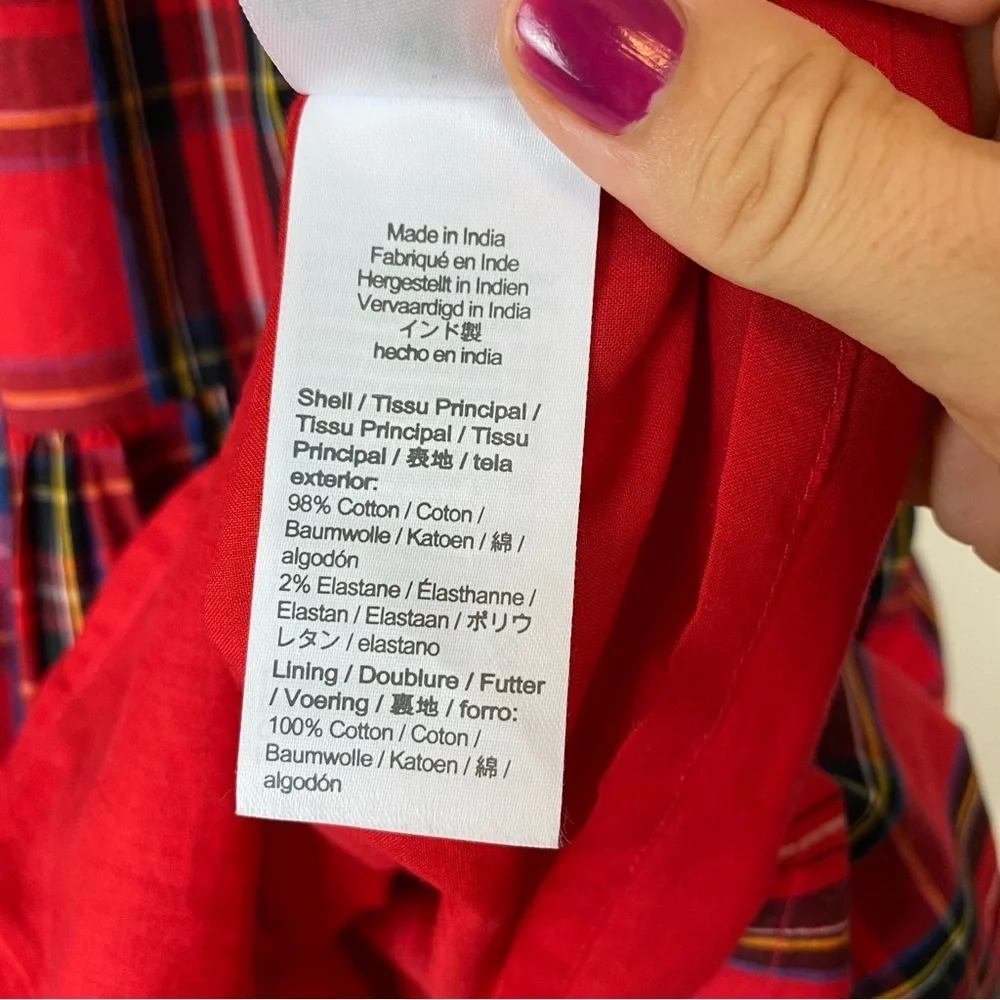 J CREW Classic Red Tartan Plaid Tiered Ruffle Midi Dress size 8 - Picture 9 of 11